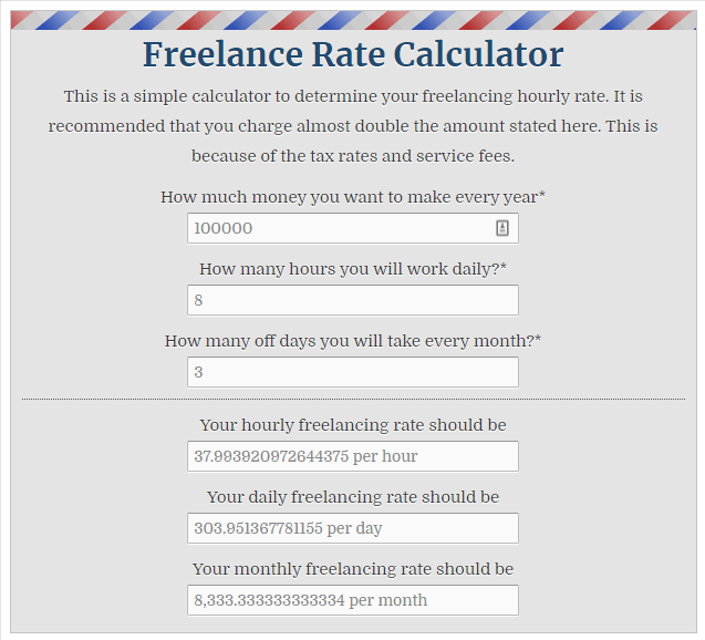freelance rate calculator | hourly rate calculator